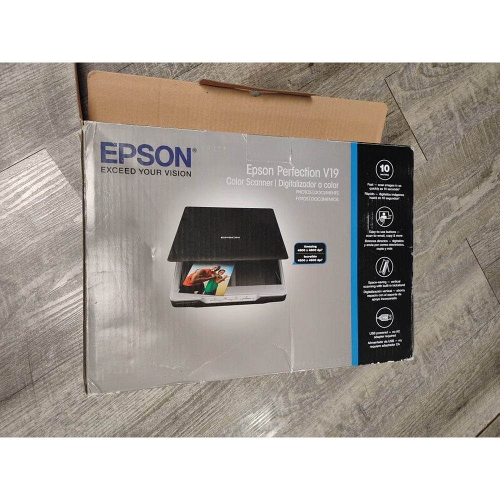 Epson Perfection V19 Flatbed Photo Color Scanner Fast 10 sec/seg 4800x4800dpi